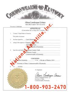 Kentucky Secretary of State Apostille .